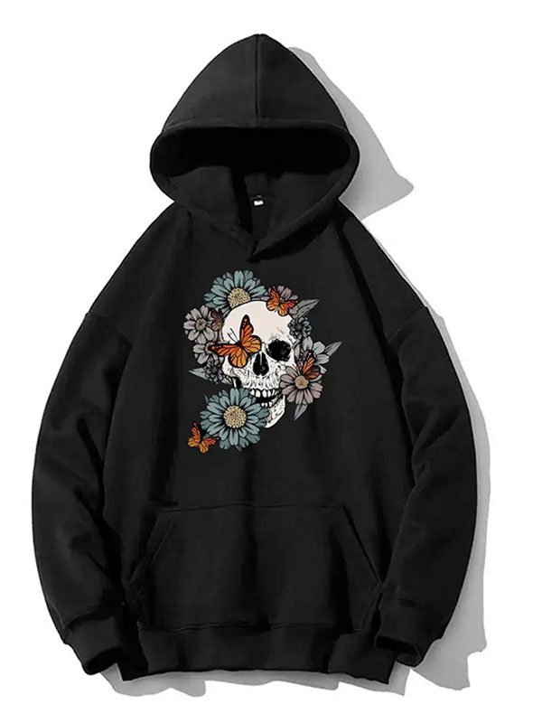 Floral-Sugar-Skull-Day-Black-Pullover-Hoodie-1