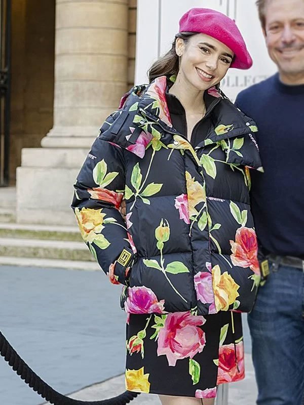 Lily-Collins-Emily-In-Paris-Floral-Hooded-Jacket-2