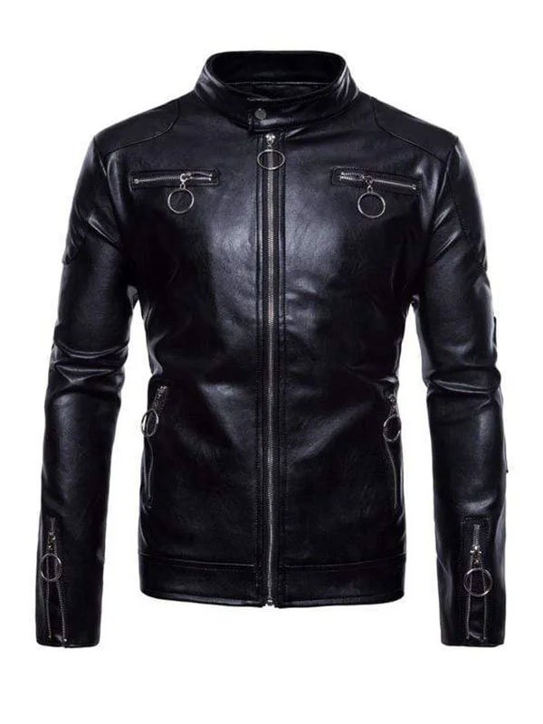 Men’s-Stand-Collar-Motorcycle-Leather-Jacket-2
