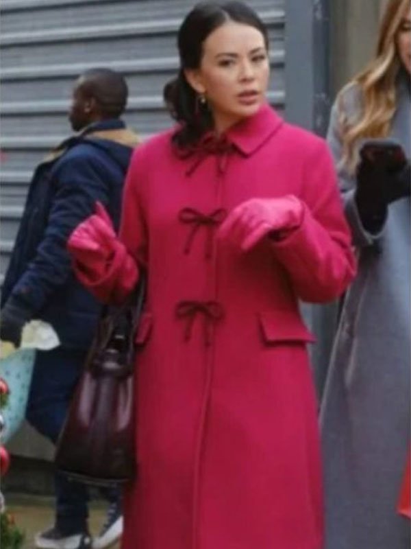Sugarplummed-2024-Janel-Parrish-Pink-Bow-Coat-2