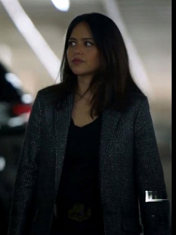 Alyssa-Diaz-The-Rookie-S06-Grey-Suiting-Plaid-Blazer-2